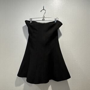 Silence + Noise Size 6 Black Textured Strapless Dress Fit Flare Urban Zig Zag